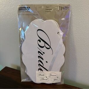 Bride Groom Thank You Double Sided Wedding Chair Hanging Signs 2 Pack